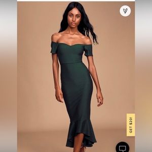 Lulus “How Much I Care” green dress NWT